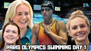 PARIS OLYMPIC SWIMMING DAY 1 TITMUS vs LEDECKY vs MCINTOSH vs FAIRWEATHER  4x100 FREE RELAYS [upl. by Landbert]