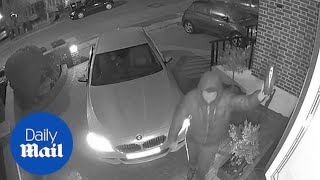 Moment thieves use hitech device to steal £25000 keyless BMW [upl. by Sheedy]