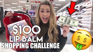 100 LIP BALM SHOPPING CHALLENGE [upl. by Zoara]