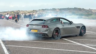 Ferrari GTC4 Lusso V12 with Novitec Exhaust  Crazy Revs DONUTS and Accelerations [upl. by Eitak225]