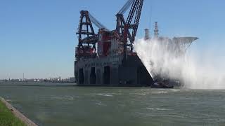 SLEIPNIR the largest crane vessel in the world in Rotterdam [upl. by Annoyik]