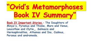 Ovids Metamorphoses Book IV Summary [upl. by Xila]