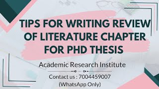 How to Write a PhD Thesis Review of Literature Chapter in Standard Scientific Format [upl. by Ettenay]