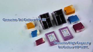 Comparison between the HP62 tricolour cartridge standard C2P06AE and high capacity C2P07AE [upl. by Jessalin]