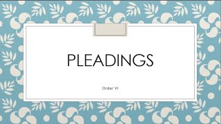 pleadings in CPC  case law  Order6 rule118 lawandlife287 [upl. by Enial]