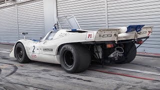 1970 Porsche 917K Warm Up Demonic Downshifts amp RAW Flat12 Sound [upl. by Zetnwahs]