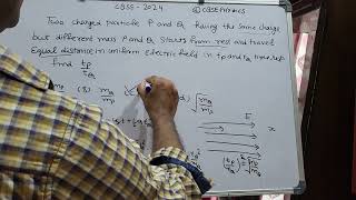 Two charged particles P and Q having the same charge but different masses mP and mQ start from [upl. by Strickland]