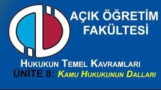 AÖF Dersleri Hukukun Temel Kavramları  Ünite 8 Kamu Hukukunun Dalları [upl. by Nerag]