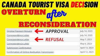 canada tourist visa decision after reconsideration [upl. by Eerac]