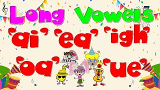 Long Vowels Compilation  ai  ea  igh oa  ue  Digraphs  Phonics Mix [upl. by Leahcym]