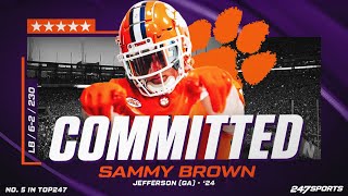 5star LB Sammy Brown commits to Clemson  INSTANT REACTION 🚨 [upl. by Rennerb260]