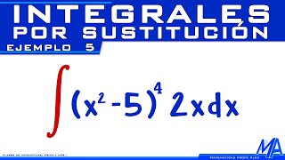 Integrales por Sustitución  Cambio de variable  Ejemplo 5 [upl. by Ennovahs]