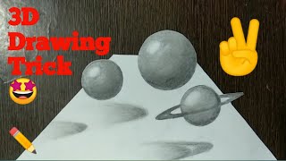 Easy 3D Drawing ✏️🌑How to draw a 3D solar system cool Drawing [upl. by Ula620]