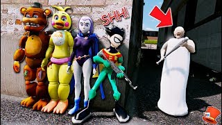 CAN THE ANIMATRONICS amp TEEN TITANS HIDE FROM GRANNY GTA 5 Mods FNAF RedHatter [upl. by Donelle732]