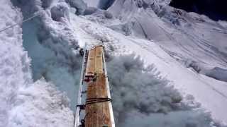 Crossing crevasse ladder on Mt Rainier [upl. by Einaeg]