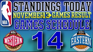 NBA games results  Nba standings today November 13 2024  Games schedule November 14 2024 [upl. by Nedloh]