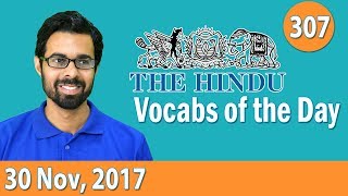 ✅ Daily The Hindu Vocabulary 30th Nov 2017  Learn 10 New Words with Tricks  Day307 [upl. by Merdith309]