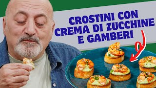 Crostini con crema di zucchine e gamberi [upl. by Henrik215]