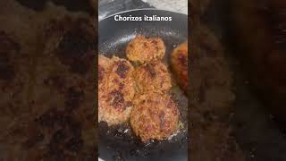 Chorizos italianos fritos food cooking [upl. by Morrie]