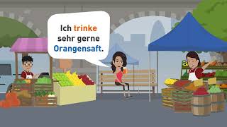 Deutsch lernen A1  Ich kaufe im Supermarkt Lebensmittel ein  Wortschatz und Redemittel [upl. by Yatzeck]