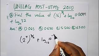 UNILAG Post UTME Past Questions Solved 2010 Maths [upl. by Atiragram]