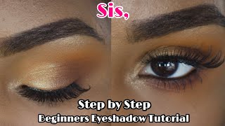 STEP BY STEP CLASSIC BEGINNERS EYESHADOW TUTORIAL  Makeup For Beginners  WOC  Black Women [upl. by Dar24]