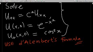 Solving Wave equations with initial conditions using dAlemberts formula [upl. by Otrebide]