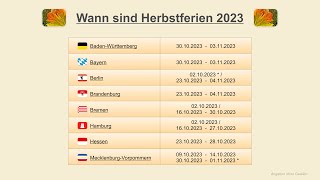 Wann sind Herbstferien 2023 [upl. by Reffotsirk]