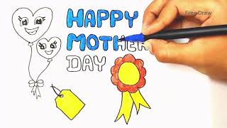 Happy Mothers Day Drawing  Mothers Day Handmade Greeting Card Easy [upl. by Novart]