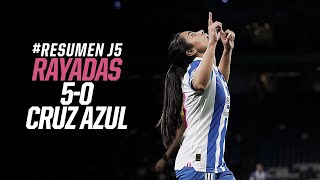 Resumen 📹 J5 Rayadas 5  0 Cruz Azul  ¡Manita 🖐🏼 en el BBVA [upl. by Llerahs]