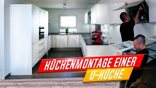 Küchenmontage Küche aufbauen mit Glasrückwand Induktionskochfeld Granitarbeitsplatte Zeitraffer [upl. by Habas]