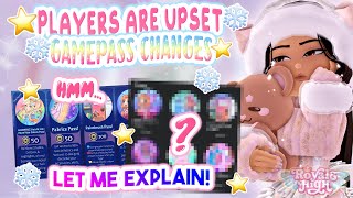 EXPLAINING THE ✨GAMEPASSES CHANGE😳  Royale High Glitterfrost [upl. by Lay]