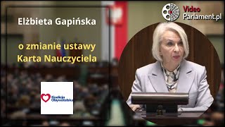 Elżbieta Gapińska  o zmianie ustawy Karta Nauczyciela [upl. by Nitsa]