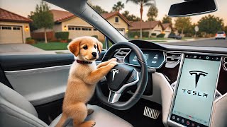 “Dog’s Got the Wheel 🐕🚗 When Your Tesla Picks You Up… With a Twist” [upl. by Raina]