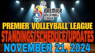 🔴 PVL 🔴 STANDINGS  SCHEDULE  UPDATES 🏐 NOVEMBER 19  21 2024 🏐 [upl. by Nylaras]