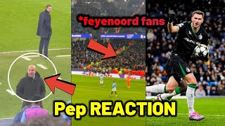 Pep Guardiola and Feyenoord fans reactions to Hancko late equalizer vs Man City [upl. by Eloci442]