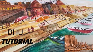 Varanasi Ghat water colour Tutorial  Rapid art 🎨 [upl. by Riatsila349]