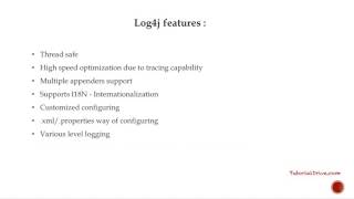 Log4j features  Log4J tutorial [upl. by Wulf]