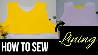 How To Sew Lining On A Sleeveless Top Dress  Sewing Class For Beginners  Lining Sewing Technique [upl. by Eimilb]