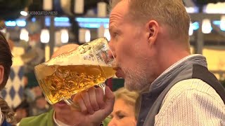 Annual Oktoberfest opens in Munich [upl. by Nagirrek]