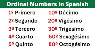 Ordinal Numbers in Spanish  Learn 1100 Now [upl. by Lune]