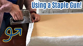 Easy DIY No Sew Bench Seat Cushion  Using a Staple Gun and Plywood or MDF Base [upl. by Ahtelrac]