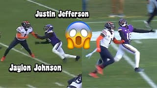 Jaylon Johnson ‘LOCKED UP’ Justin Jefferson 😳👀 Vikings Vs Bears 2024  WR Vs CB [upl. by Bosch]