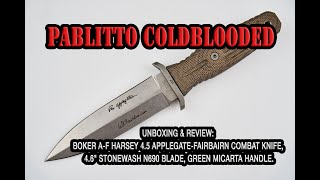 Unboxing amp Review Boker Harsey 45 ApplegateFairbairn Combat Knife 46quot N690 Blade Micarta Handle [upl. by Anilahs]