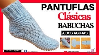 Pantuflas y Babuchas a Dos Agujas Punto Santa Clara  Tejidos a Palillos [upl. by Jake161]