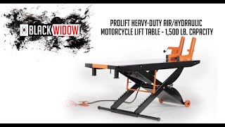 Black Widow ProLift Heavy Duty Air Hydraulic Motorcycle Lift Table [upl. by Rolfe]