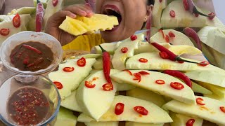 ASMR SOUR GREEN MANGO WITH GINAMOS amp BAGOONG ALAMANG  CHILLI SUPER SPICY MUKBANG [upl. by Aitnahc]