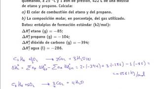 27 Termoquímica Calor liberado en la combustión de una mezcla de etano y propano [upl. by Oiramrej820]