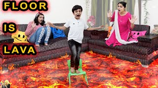 FLOOR IS LAVA  Comedy Family Challenge  Funny Fails  24 Hours Challenge  Aayu and Pihu Show [upl. by Eenwat553]