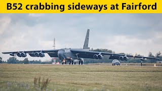 B52 crabbing at RAF Fairford and damaging runway lights [upl. by Cuttler]